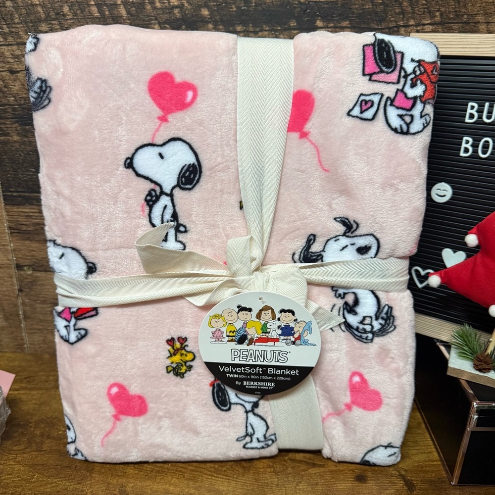Valentines snoopy twin blanket